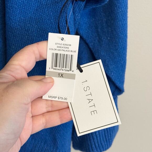1 State Turtleneck Sweater Blue 1X NWT - Picture 7 of 7